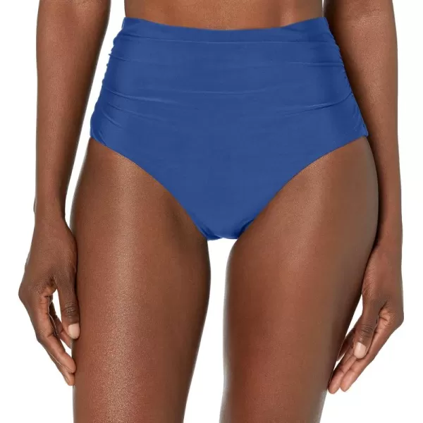 Chaps Women's Core Solids Shirred High Waisted Pant Bikini Bottom
