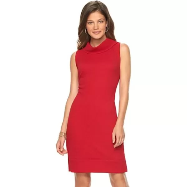 Chaps Womens' Petite Textured Cowlneck Sheath Dress 