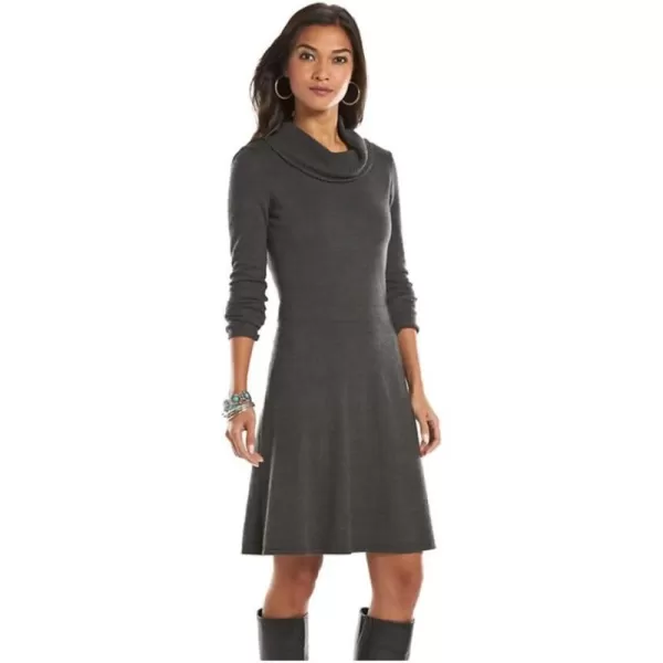 Chaps Women's Plus Size Turtleneck Sweater Shift Dress, Gray Heather 