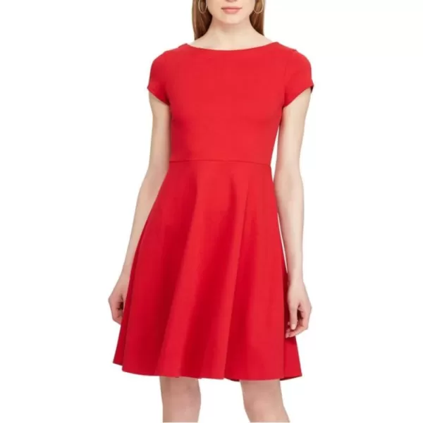 Chaps Women's Ponte Fit &amp; Flare Dress, Yacht Red 
