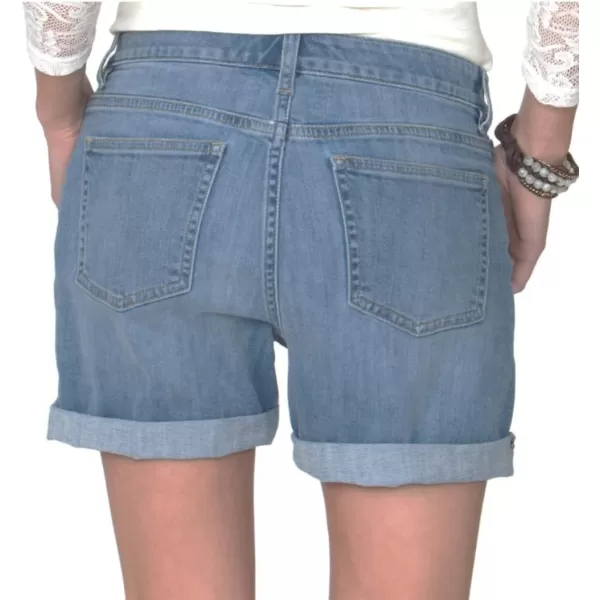 Chaps Womens Owens Geo-Print Stretch Blue Denim Shorts 4