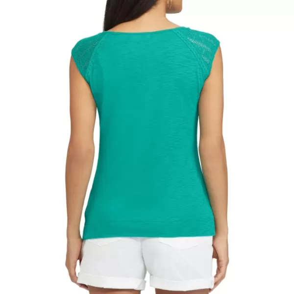 Chaps Women's Solid Lace-Trim Fashion Top 