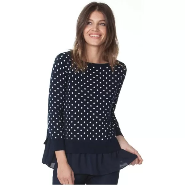 Chaps Women's Mock-Layer Polka-Dot Top, Capri Navy 