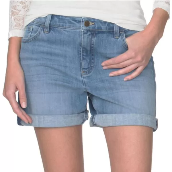 Chaps Womens Owens Geo-Print Stretch Blue Denim Shorts 4