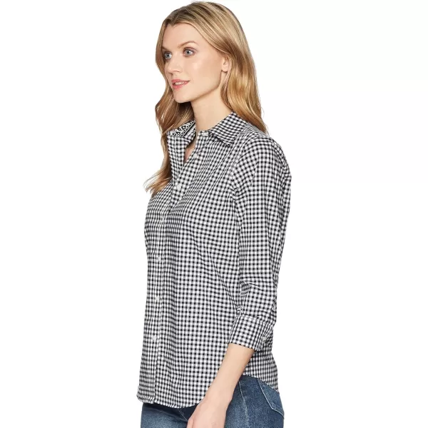 Chaps Women's Chatter 3/4 Sleeve Shirt Black/White/Middleton Gingham Medium