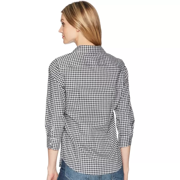 Chaps Women's Chatter 3/4 Sleeve Shirt Black/White/Middleton Gingham Medium