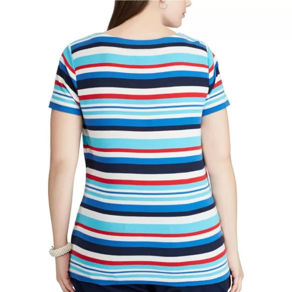 Chaps Women's Plus Size Striped Lace-Up Top