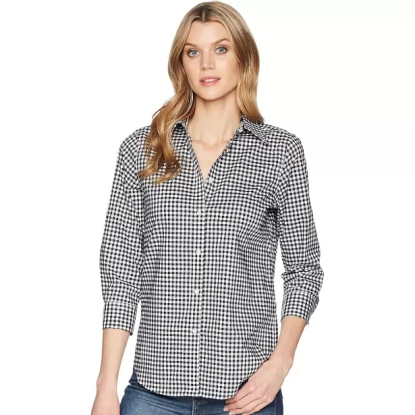 Chaps Women's Chatter 3/4 Sleeve Shirt Black/White/Middleton Gingham Medium