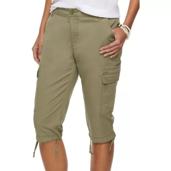 Chaps Womens Plus Size Cargo Twill Capri Pants