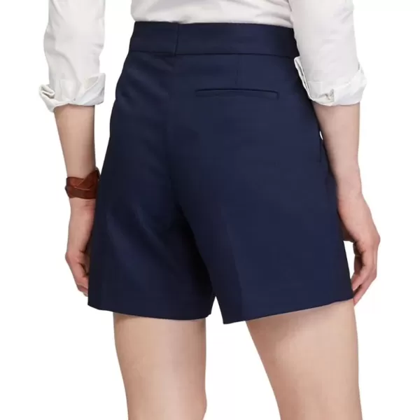 Chaps Womens Petite Capri Navy Blue Stretch Cotton Blend Shorts 10 Petite