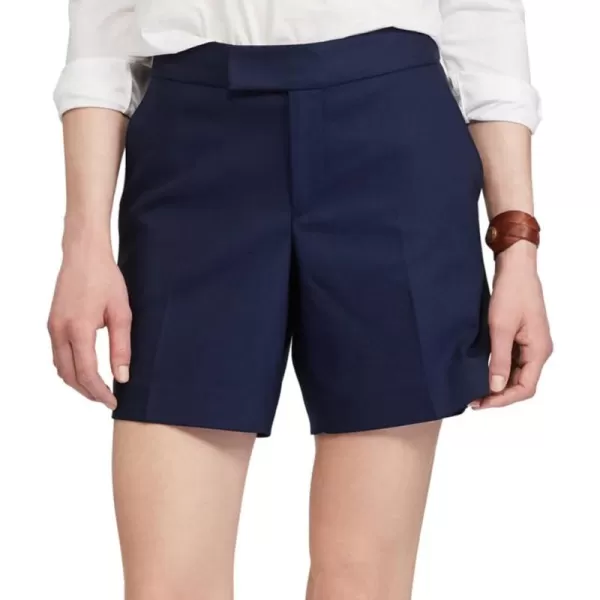 Chaps Womens Petite Capri Navy Blue Stretch Cotton Blend Shorts 10 Petite