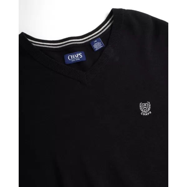 Chaps Men's Casual V Neck Sweater - Ribbed Knit Slim Fit Long Sleeve Pullover Top for Men 