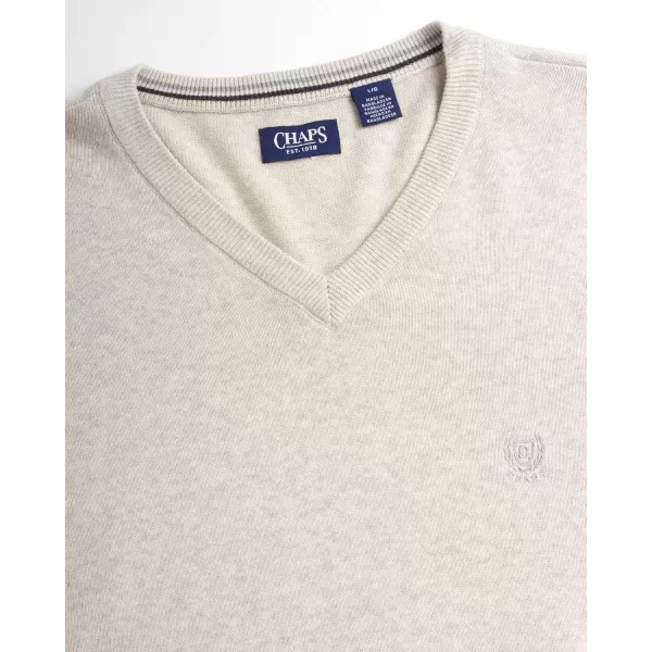 Chaps Men's Casual V Neck Sweater - Ribbed Knit Slim Fit Long Sleeve Pullover Top for Men 
