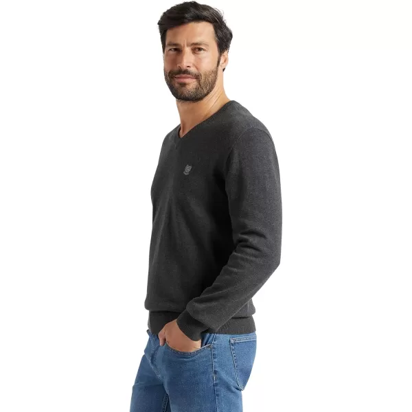Chaps Men's Casual V Neck Sweater - Ribbed Knit Slim Fit Long Sleeve Pullover Top for Men 