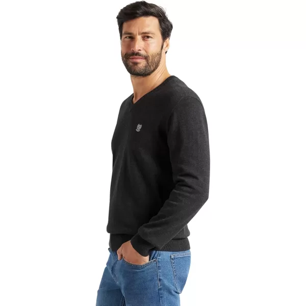 Chaps Men's Casual V Neck Sweater - Ribbed Knit Slim Fit Long Sleeve Pullover Top for Men 