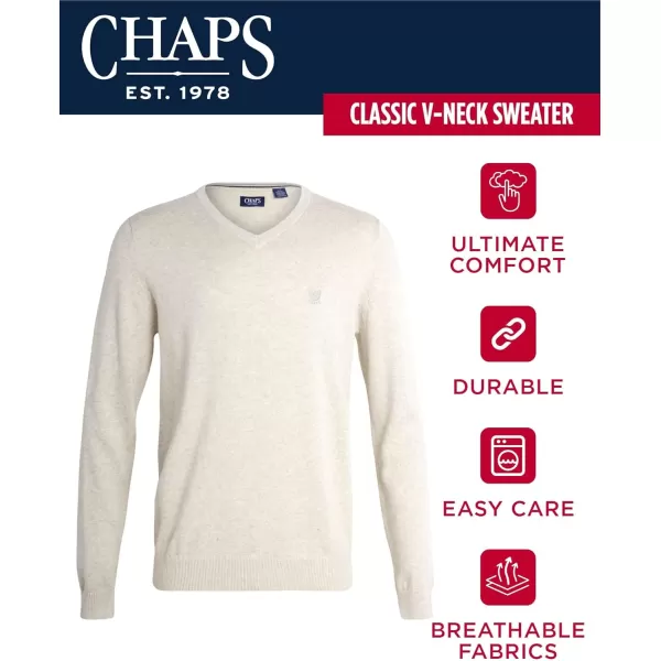 Chaps Men's Casual V Neck Sweater - Ribbed Knit Slim Fit Long Sleeve Pullover Top for Men 
