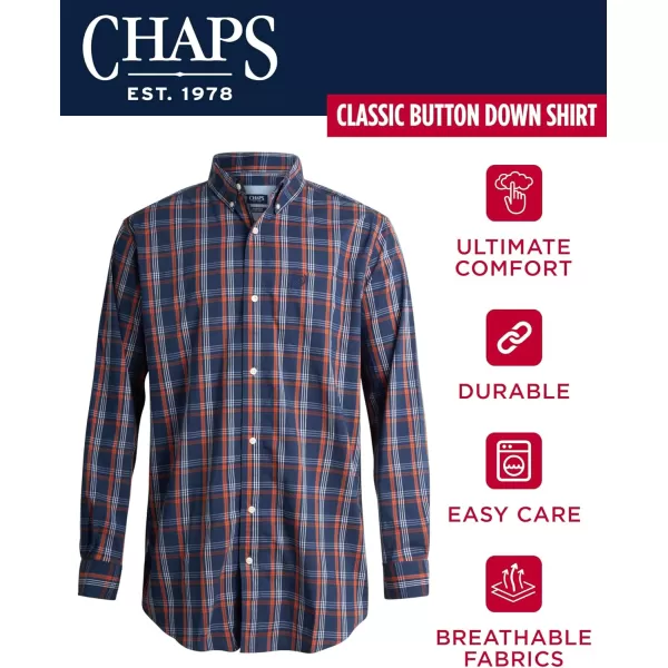 Chaps Men's Dress Shirt - Wrinkle-Resistant Long Sleeve Casual Button Down with Chest Pocket - Men's Collared Shirts 