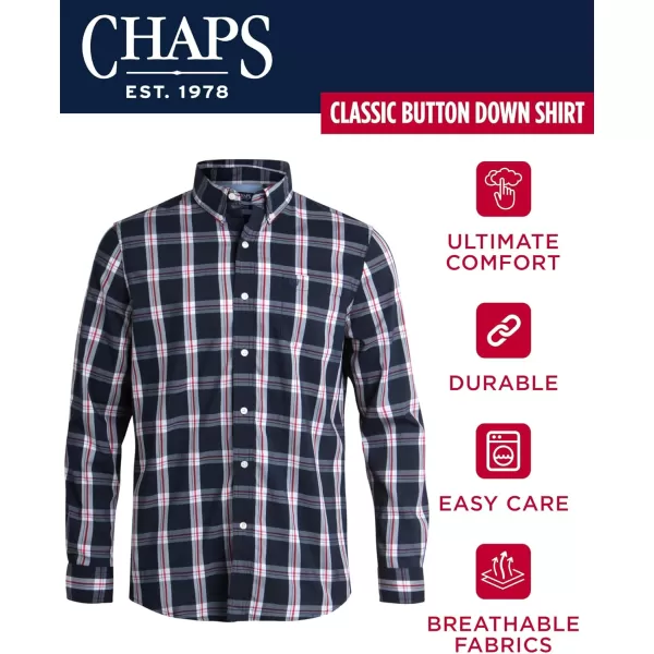 Chaps Men's Dress Shirt - Wrinkle-Resistant Long Sleeve Casual Button Down with Chest Pocket - Men's Collared Shirts 
