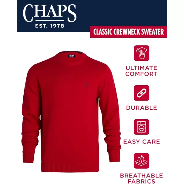 Chaps Men's Sweater - Heavyweight Classic Fit Cotton Crewneck Pullover Sweater for Men , Size Large, Chaps Red