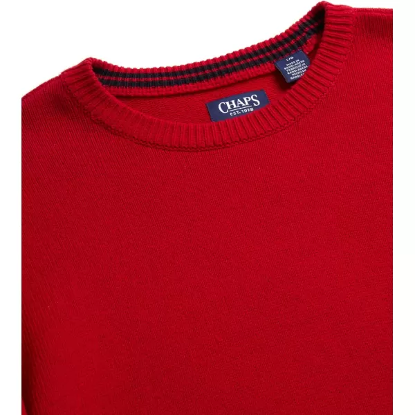 Chaps Men's Sweater - Heavyweight Classic Fit Cotton Crewneck Pullover Sweater for Men , Size Large, Chaps Red