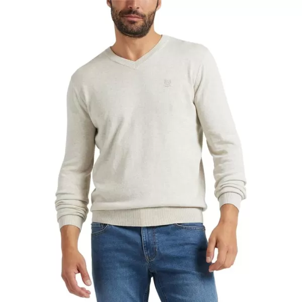 Chaps Men's Casual V Neck Sweater - Ribbed Knit Slim Fit Long Sleeve Pullover Top for Men 