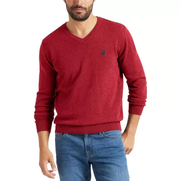 Chaps Men's Casual V Neck Sweater - Ribbed Knit Slim Fit Long Sleeve Pullover Top for Men 