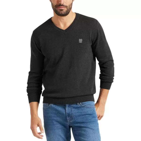 Chaps Men's Casual V Neck Sweater - Ribbed Knit Slim Fit Long Sleeve Pullover Top for Men 