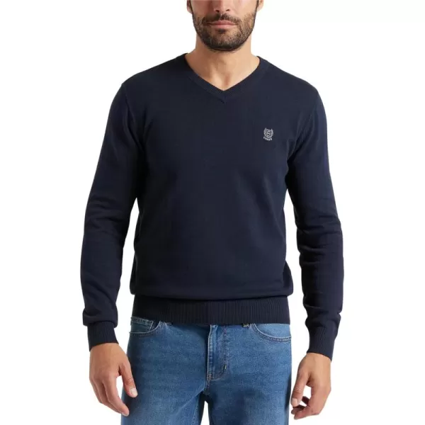 Chaps Men's Casual V Neck Sweater - Ribbed Knit Slim Fit Long Sleeve Pullover Top for Men 