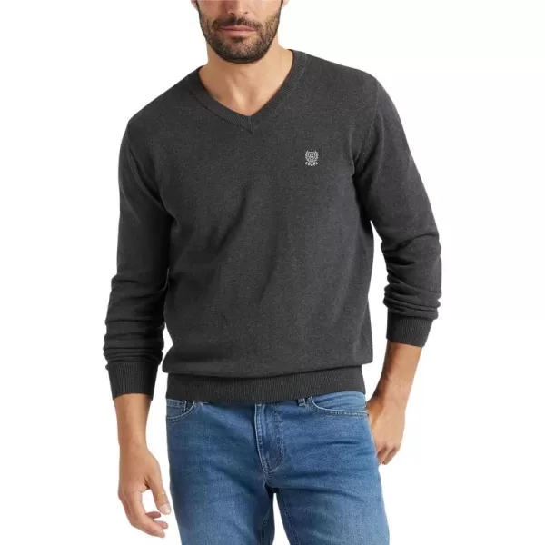 Chaps Men's Casual V Neck Sweater - Ribbed Knit Slim Fit Long Sleeve Pullover Top for Men 