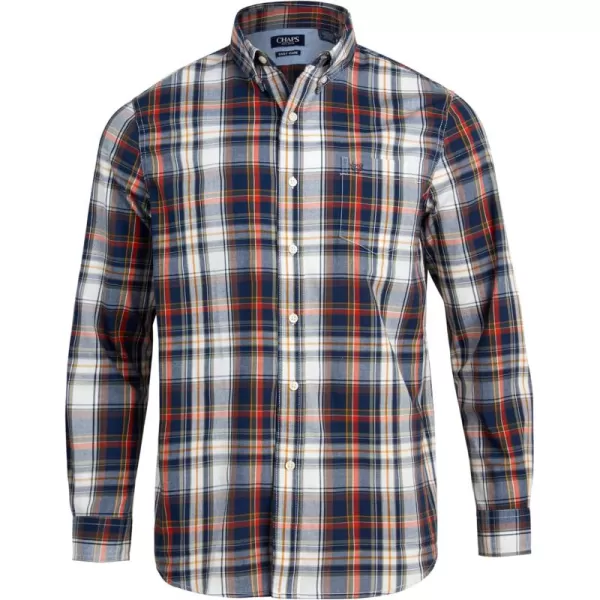 Chaps Men's Dress Shirt - Wrinkle-Resistant Long Sleeve Casual Button Down with Chest Pocket - Men's Collared Shirts 