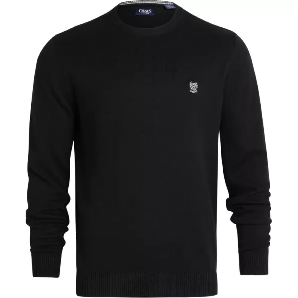 Chaps Men's Sweater - Heavyweight Classic Fit Cotton Crewneck Pullover Sweater for Men , Size Large, American Black