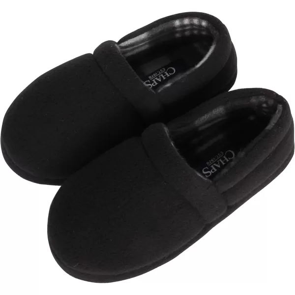 Chaps Boys' Moccasin Slipper House Shoe with Indoor/Outdoor Nonslip Sole Slipper, Black Closed Back, X-Large