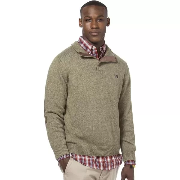 Chaps Men's 3-Button 1/4 Mock Neck Marled Twist Sweater 