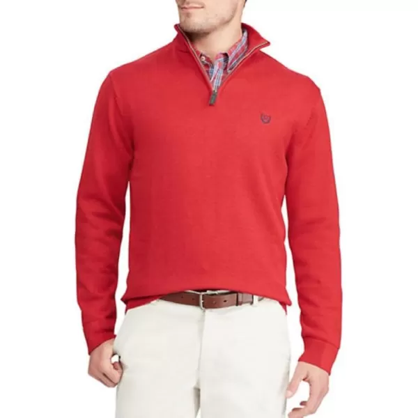Chaps Mens Classic-Fit Cool Max Stretch Quarter-Zip Red Pullover Sweater Medium