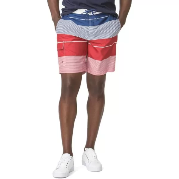 Chaps Men's Striped Board Shorts Swimwear, Chaps Red 