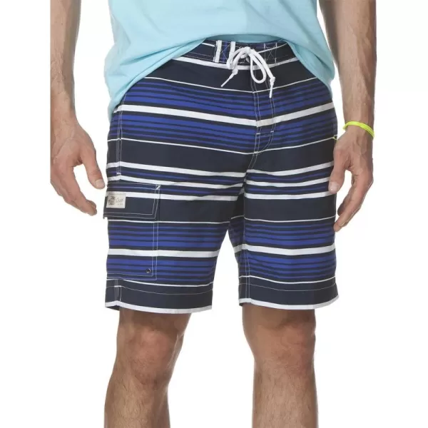 Chaps Men's Striped Swim Trunks  Navy White