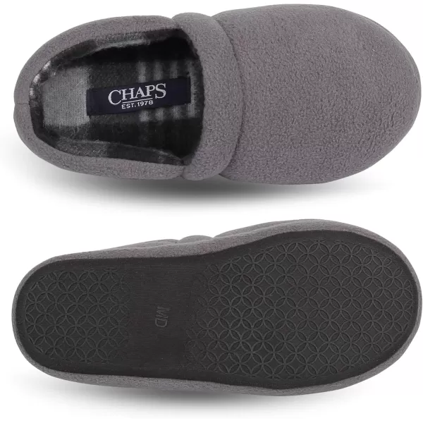 Chaps Boys' Moccasin Slipper House Shoe with Indoor/Outdoor Nonslip Sole Slipper, Grey Closed Back, Large