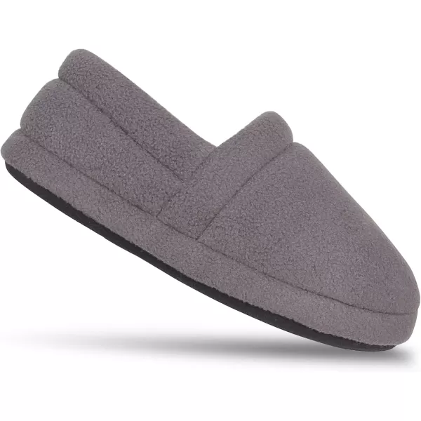 Chaps Boys' Moccasin Slipper House Shoe with Indoor/Outdoor Nonslip Sole Slipper, Grey Closed Back, Large