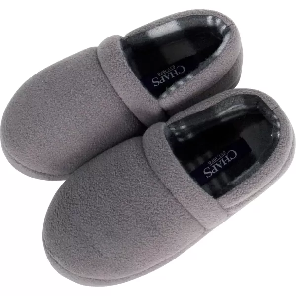 Chaps Boys' Moccasin Slipper House Shoe with Indoor/Outdoor Nonslip Sole Slipper, Grey Closed Back, Large