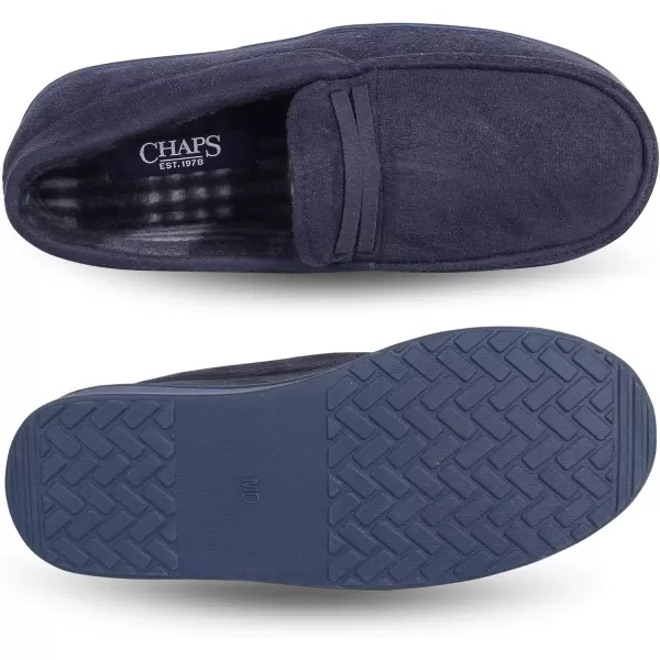 Chaps Boys' Moccasin Slipper House Shoe with Indoor/Outdoor Nonslip Sole Slipper, Navy, X-Large