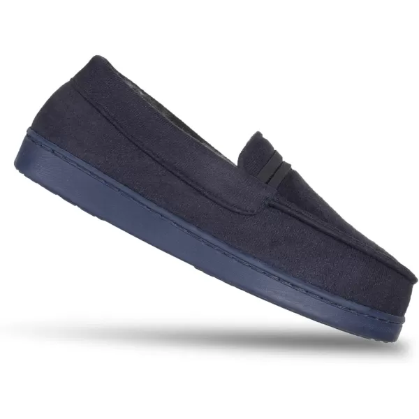 Chaps Boys' Moccasin Slipper House Shoe with Indoor/Outdoor Nonslip Sole Slipper, Navy, X-Large