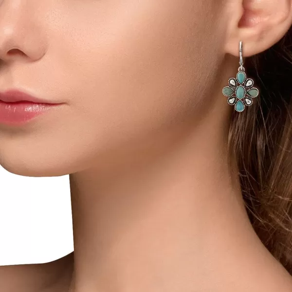 Chaps Women's Flower Drop Earrings, Blue