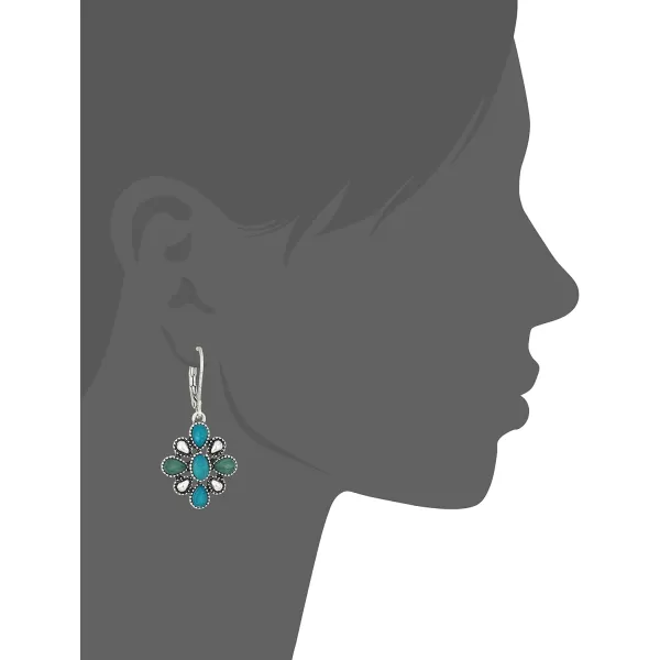 Chaps Women's Flower Drop Earrings, Blue