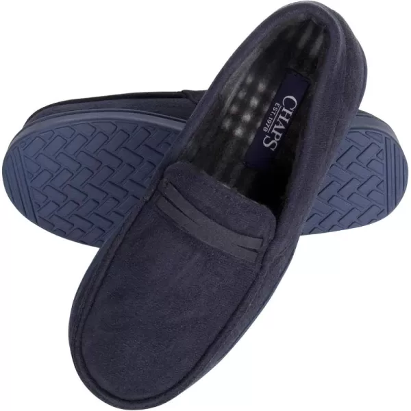 Chaps Boys' Moccasin Slipper House Shoe with Indoor/Outdoor Nonslip Sole Slipper, Navy, X-Large