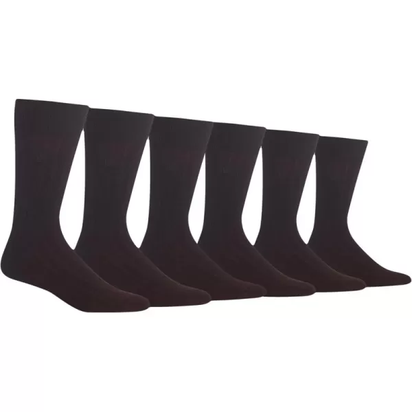 Chaps Men's Soft Touch True Rib Dress Crew Socks 6 Pair Pack, Brown, Men's Shoe Size 6.5-12