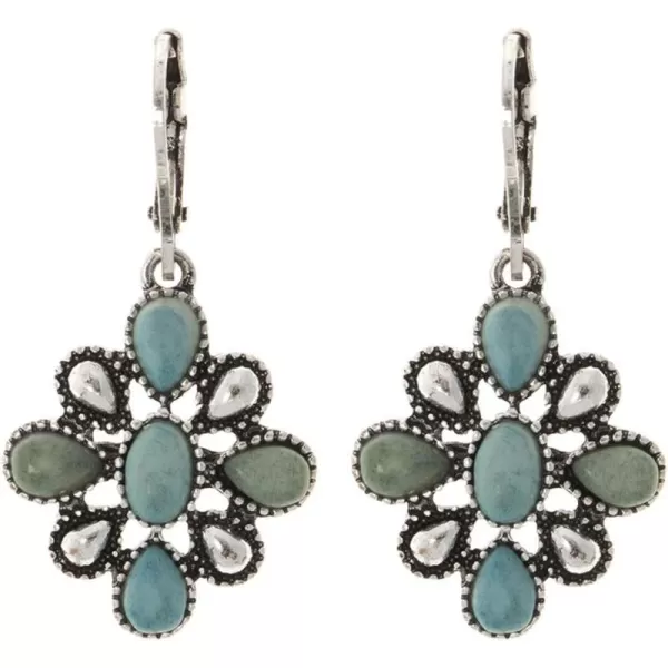 Chaps Women's Flower Drop Earrings, Blue