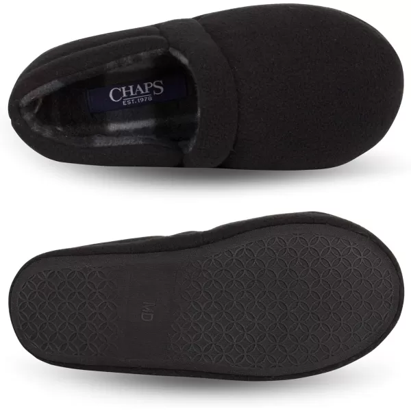 Chaps Boys' Moccasin Slipper House Shoe with Indoor/Outdoor Nonslip Sole Slipper, Black Closed Back, Large