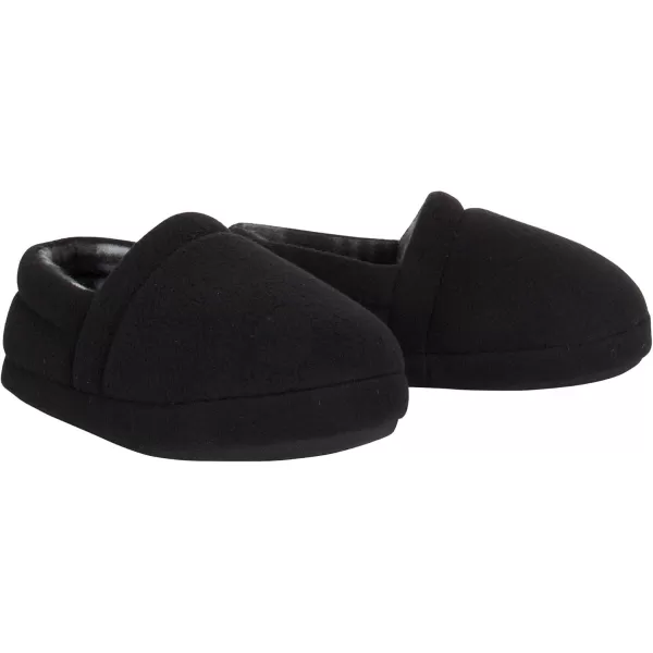 Chaps Boys' Moccasin Slipper House Shoe with Indoor/Outdoor Nonslip Sole Slipper, Black Closed Back, Large
