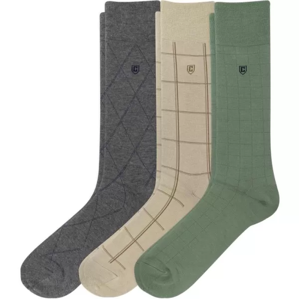Chaps Men's Classic Dress Crew Socks-3 Pair Pack-Pattern and Solid Color Designs)