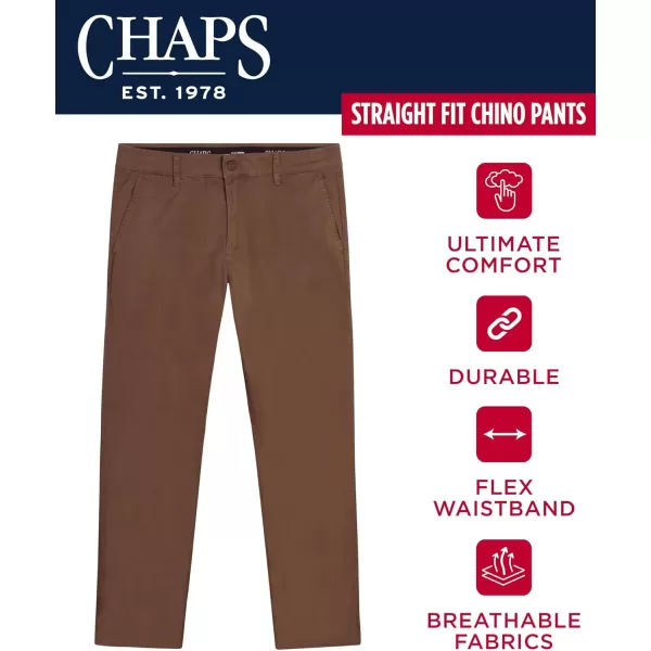 imageChaps Mens Pants  Straight Fit 5Pocket Comfort Stretch Chino Pants for Men  Mens Fashion Straight Leg Cotton ChinosBark